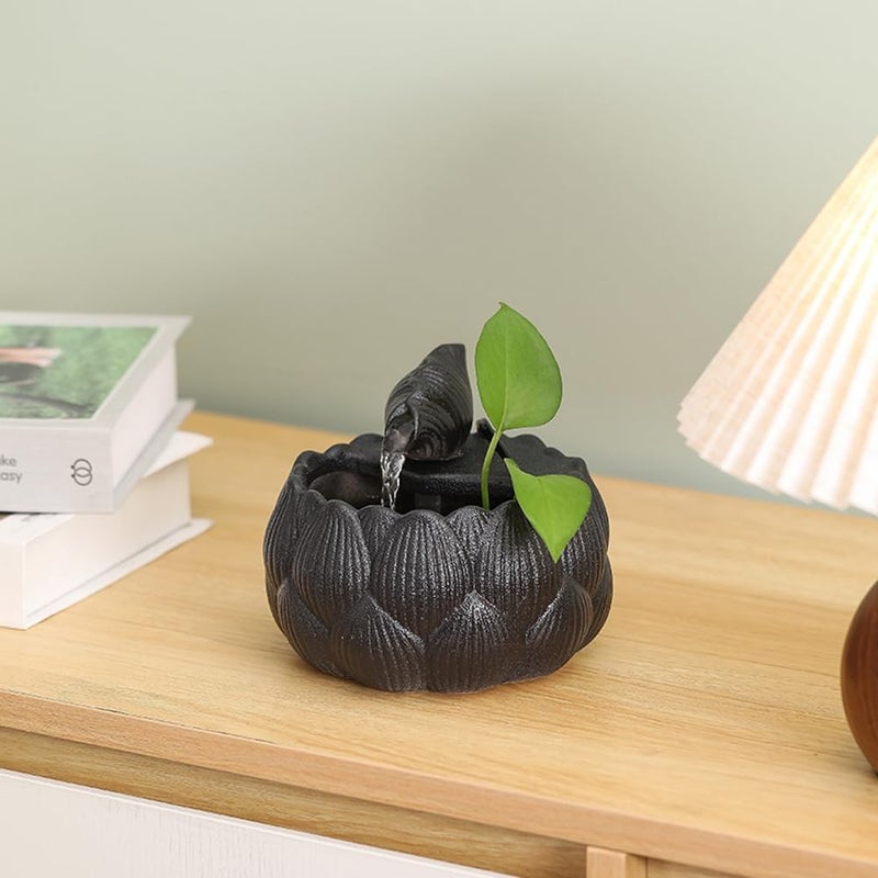 Andady Ceramic Tabletop Fountain Waterfall Feature for Indoor and Outdoor Table Desk Office Patio (Black A153) - Image 5